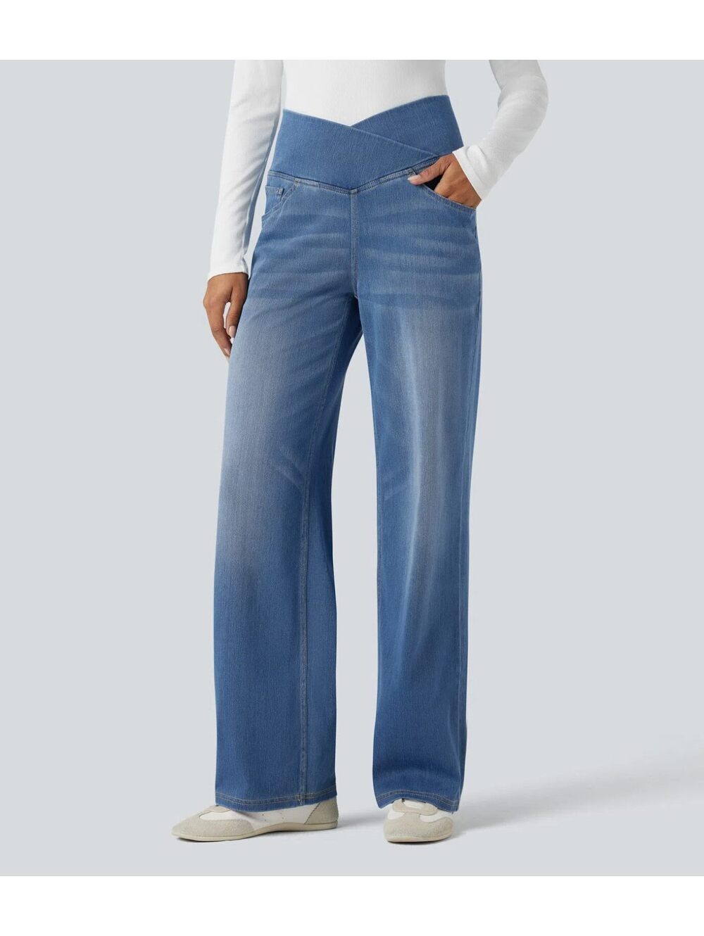 Halara Flex Crossover High Waisted Tummy Control Straight Leg Jeans [XL Reg]